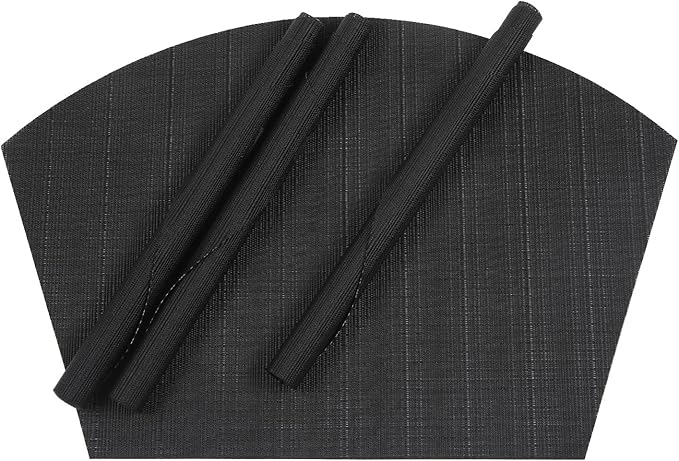 SHACOS Wedge Placemats Set of 8 Woven Vinyl Placemats for Small Round Table Place Mats Wipe Clean Non Slip Table Mats, Black