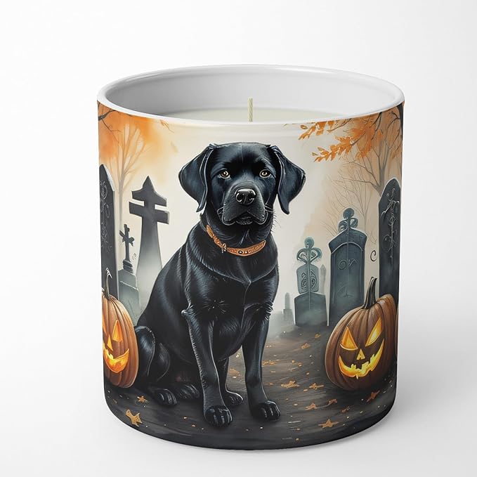 Caroline's Treasures DAC2015CDL Black Labrador Retriever Spooky Halloween Decorative Soy Candle Nature Soy Wax Essential Oil Home Decor Ideal for Bedroom Kitchen Bath Office Gift, 10 oz