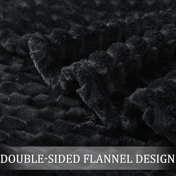 Exclusivo Mezcla Queen Size Soft Fleece Blanket, 90x90 Inches Stylish Jacquard Velvet Blanket for Bed, Fuzzy Cozy Lightweight for All Season, Black
