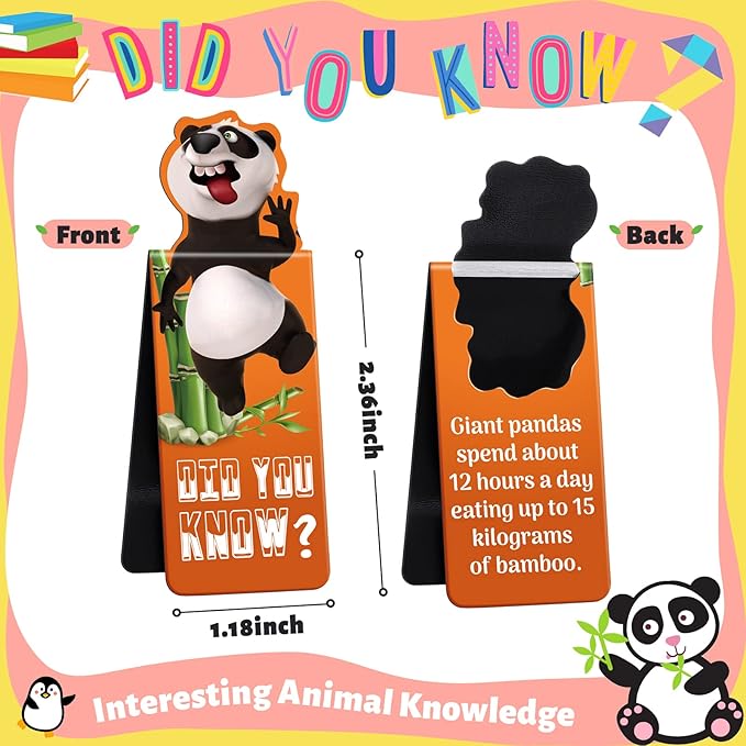 Sepamoon 12 Pcs Magnetic Bookmarks Book Marks Cute Magnet Page Markers Page Clips Funny Animal Bookmarks for Students Teacher Reading Party Favor (Animal Style)