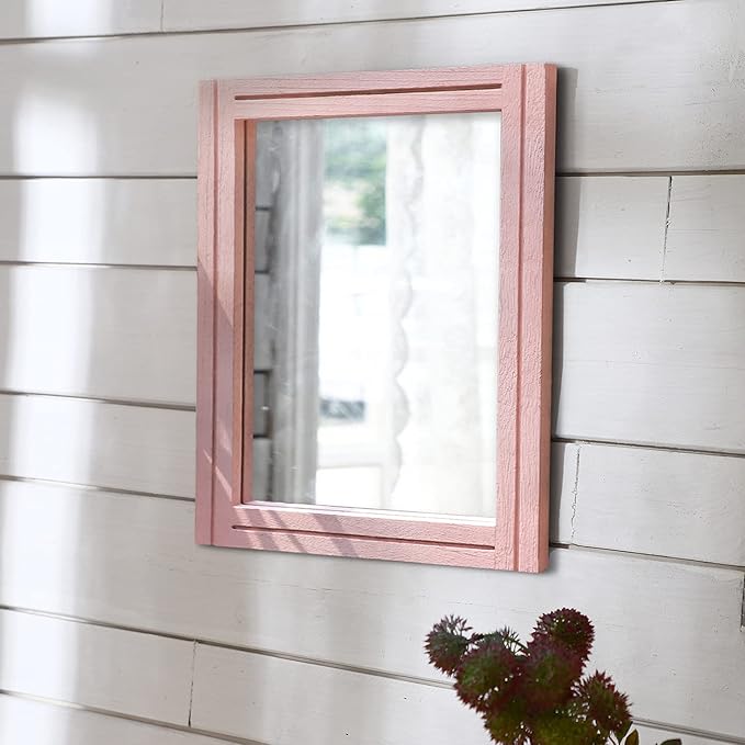 AAZZKANG Rectangle Mirror with Wood Framed Modern Farmhouse Hanging Wall Mirrors Decor for Bedroom Bathroom Living Room Home Entryway Large 20"x16"