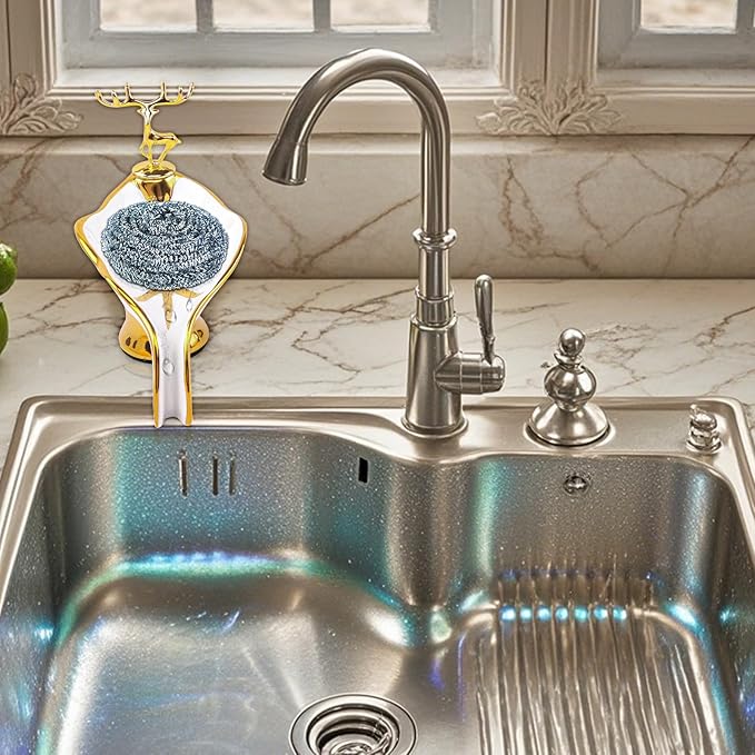Leaf Shape Ceramic Soap Dishes - Self Draining Soap Dish for Shower, Bathroom Sink, Bathtub, Kitchen Counter (White)