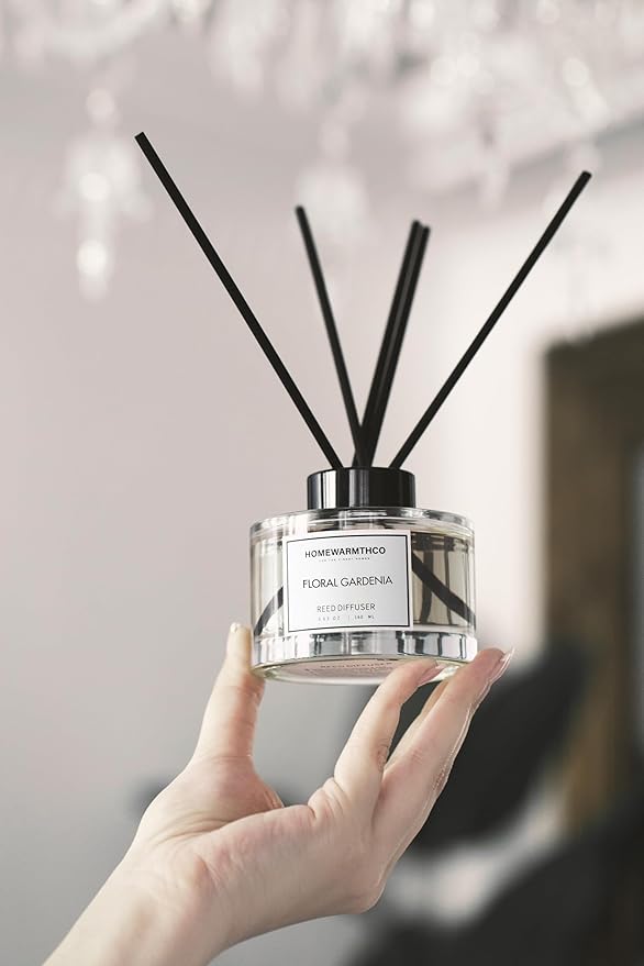 Floral Gardenia Reed Diffuser Set - Luxury Fragrance Reed Diffusers for Home, Office & Bathroom Décor - Long-Lasting Scent with Non-Toxic Oils (5.63 oz)