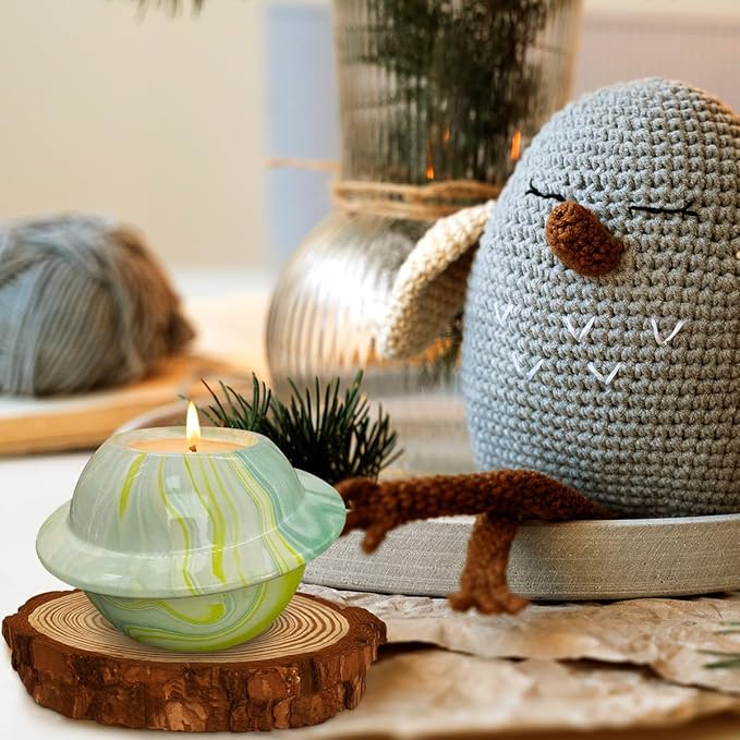 Premium Outdoor Citronella Candle, Green Ceramic, 8 Oz Large Jar, Repelling Scented Candles, 100% Soy, for Patio Decor, Outside Table Decor, Camping Accessories, Beautiful Candle Jars