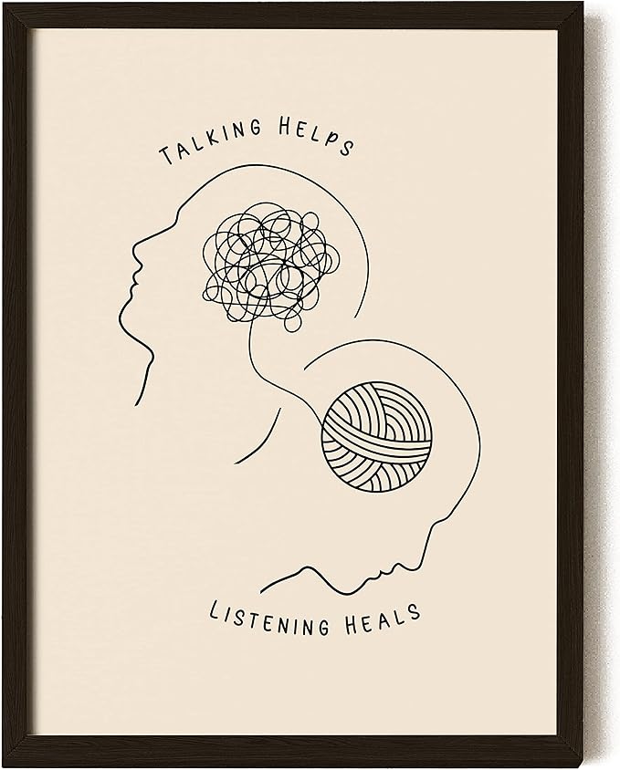 EXCOOL CLUB Therapy Office Decor Mental Health Posters - 12x16 Counseling Wall Art for Therapist Office, Boho Talking Helps Poster for School Counselors, Psychology Decor (UNFRAMED)