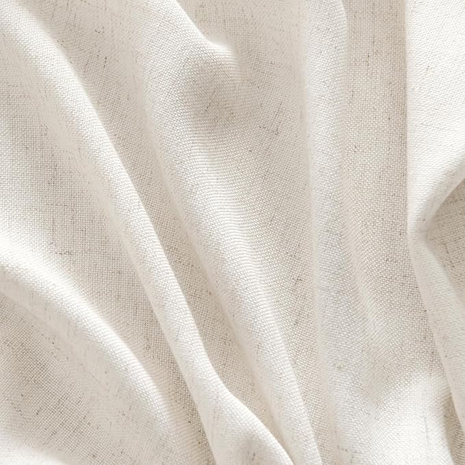 MIULEE Non-See-Through Privacy Linen Curtains 2 Panels, Light Filtering Window Curtains Farmhouse Textured Back Tab Semi Sheer Drapes for Bedroom Living Room, 52 x 96 Inches Long, Natural White