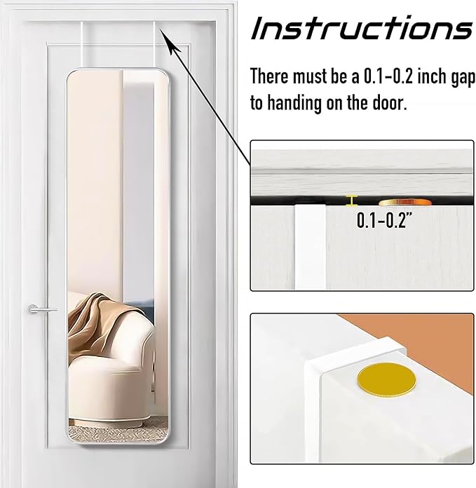 47x14 Mirror Rectangle Full Body Length Door Hanging Wall Mounted Metal Frame Dressing Make-up Mirrors for Entryway Bedroom Bathroom Living Room 47 14 inch Silver