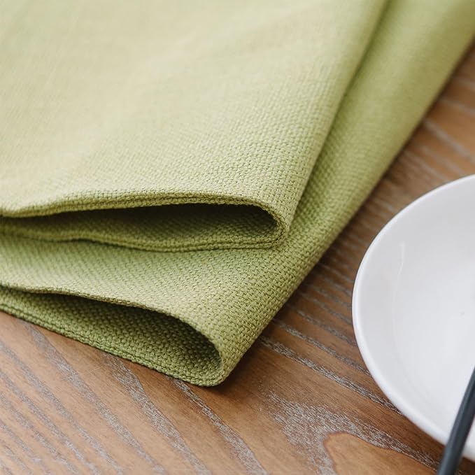 Set of 4,Soft Caddice Faux Linen 2 Side Place Mats Heat Resistant Dining Table Place Mats Kitchen Table Mats 12 x 18 Green