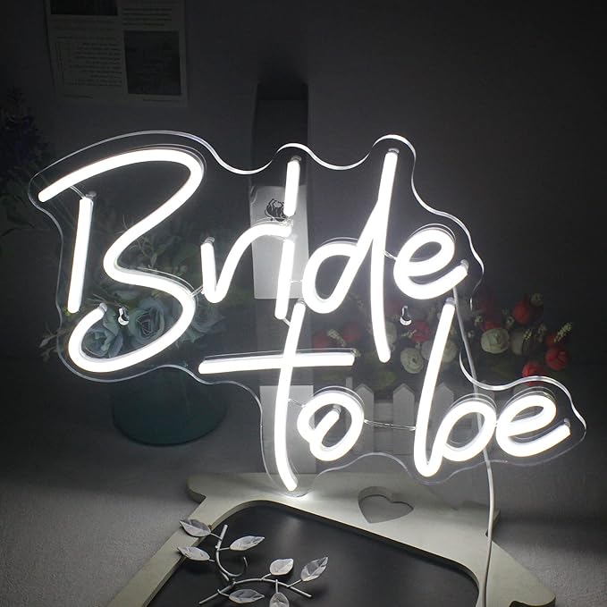 Gamerneon Bride to be Neon Signs White LED Neon Lights for Wall Decor Wedding USB Neon Light Signs for Bachelorette Engagement Party Bridal Shower