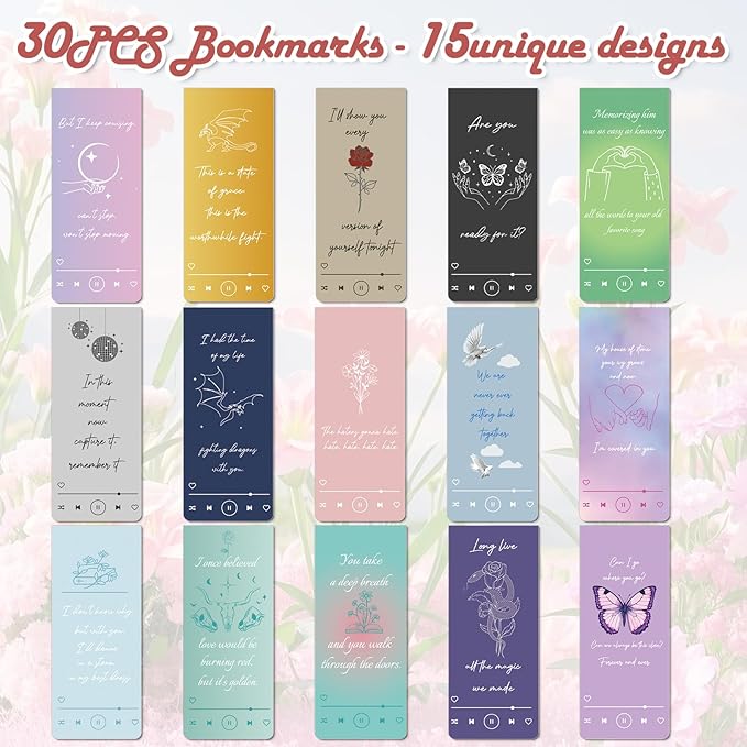 Music Inspired Magnetic Bookmark - 30PCS Music Motivational Magnetic Bookmarks for Women Singer Book Marks Page Magnets Marker Clip for Book Lovers Girls Students Teacher Reading Bookis