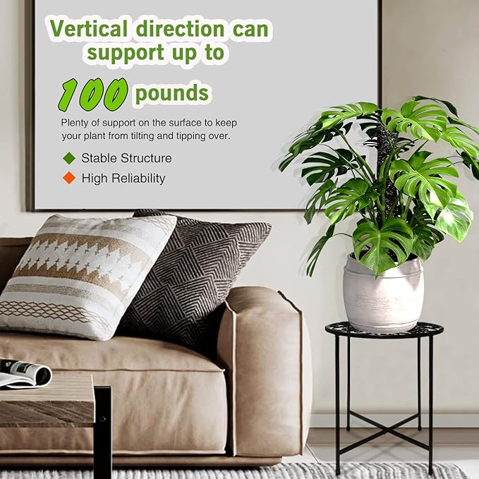 Plant Stand Indoor Outdoor, 2 Pack 15" Tall Flower Pot Stand, Round Metal Corner Plant Stand for Flower Pot, Rustproof Flower Plant Holder for Home, Garden, Patio, Plant Lovers, Housewarming