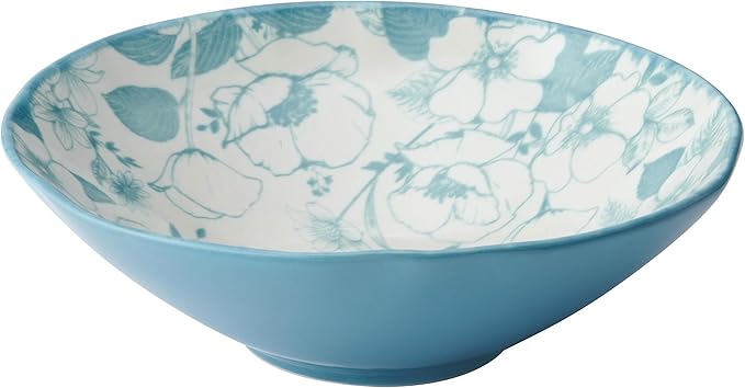 Pfaltzgraff Garden Blossom Floral 12 Piece Plate Bowl Dinnerware Set, Blue