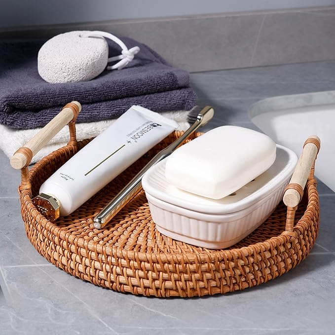 Ceramic Soap Dish, Self-draining Soap Holder, Double Layer Bar Soap Holder, White Draining Soap Dishes for Bathroom Shower Kitchen, Minimalist Vintage Style, Keep Soap Dry, ANTIS'S HOME
