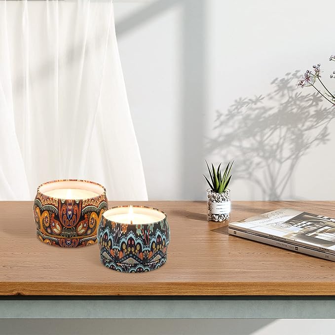 Scented Candles Gift Set for Womem: 4 Pack Package - Aromatherapy Candle Sets,Natural Soy Wax Candle Can Help Stress Relief&Body Relaxation,Very Suitable for Festival,Bath,Yoga.