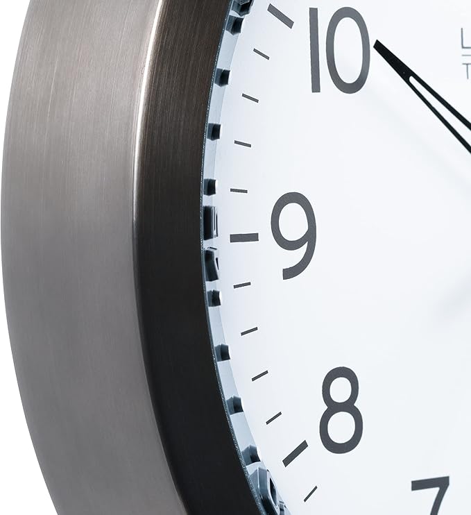 La Crosse Technology 404-54667-INT 10-Inch Atomic Chapter Ring Stainless Steel Analog Clock