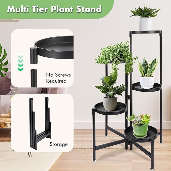 Tiered Metal Plant Stand,5-Tier Plant Stands Indoor Outdoor,Corner Plant Stand Multiple Flower Pot Holder for Living Room Patio Garden Balcony Displaying plants