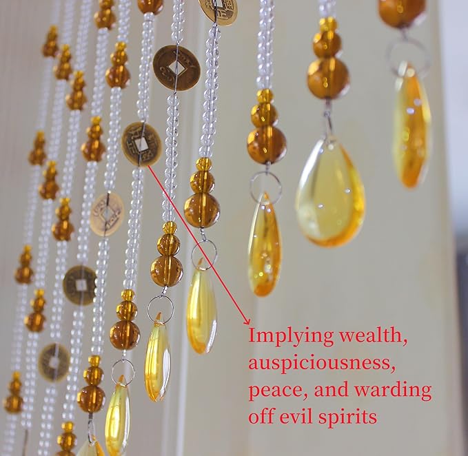 Hanging Glass Door Beaded Curtains Valance Self-Adhesive for Doorways Crystals Stran Arched Windows, Clear Crystal Room Partition Curtain Door Frame Beads for Doorways Closets 15