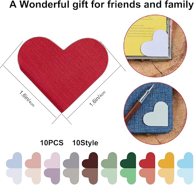10 Pack Heart Cute Magnetic Bookmarks Bulk for Books, Assorted Magnetic Page Corner Bookmarks for Book Lovers,Women,Men,Teachers,Birthday Christmas Graduation Gift (Multicolor)