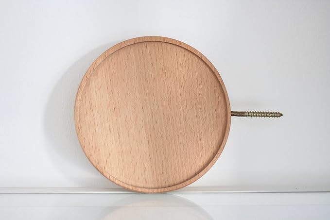 Coracle Floating Shelf Wood Round Wall Mounted Showcase Wall Shelf Hanging Planter Storage Wooden Shelf for Plants Photo Candle Invisible Wall Decoration Design Set of 2 (Diameter Ø5.9 inch)
