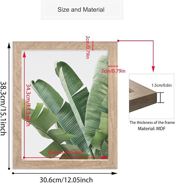 Framed Botanical Wall Art Prints Set of 6 Tropical Leaves Plant Leaf Canvas Print Wall Decor Green Wall Art Posters Bedroom Living Room Decor (Tropical Leaf Art, 11"x14" FRAMED)