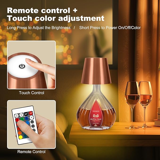2025 New Wireless Bottle Lamp,RGB LED Bottle Light with Remote(RGB Rose Gold, 1pc)