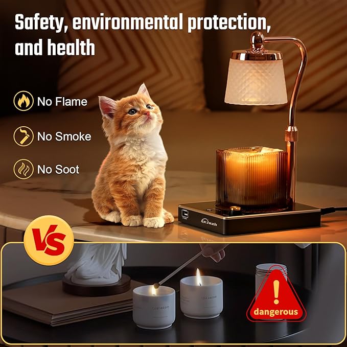 Candle Warmer Lamp with Timer and Dimmer, with USB Port Adjustable Height, Birthday Gifts for Women, Festival Gifts, Modern Home Decor as Gift for New Home