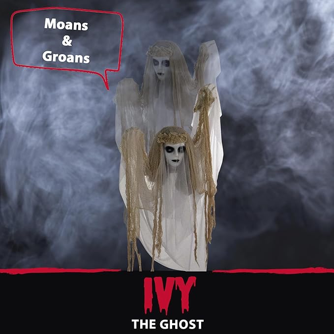 Haunted Hill Farm 47" Hanging Ghost Halloween Animatronic