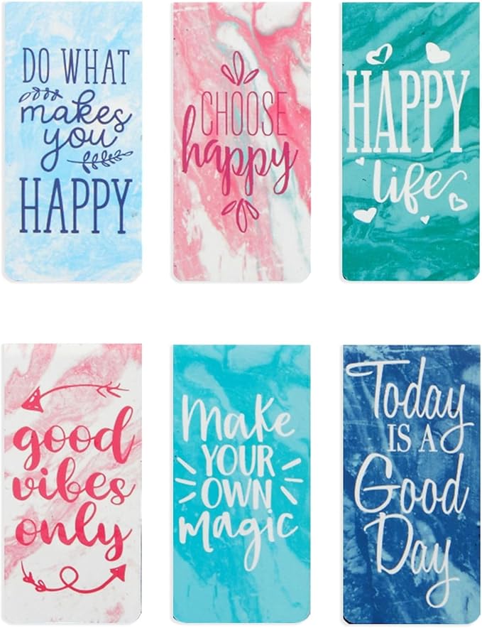 12 Pack Magnetic Bookmarks for Women - Inspirational Book Markers for Reading, Book Accessories (Marble)
