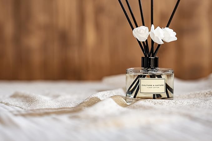 CULTURE & NATURE Reed Diffuser Set 6.7oz (200ml) Lily of The Valley Scented Diffuser with Sticks Home Fragrance Reed Diffuser for Bathroom Shelf Decor