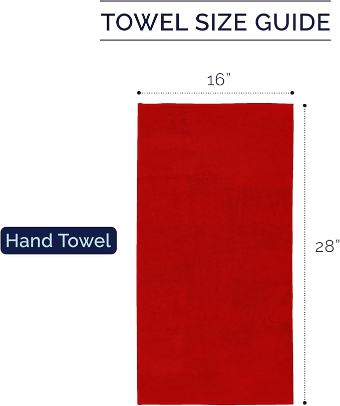 Elegant Comfort Premium Turkish Cotton 4 Pack Hand Towel Set - 16 x 28 inch, Luxurious Hotel Spa Quality 100% Turkish Cotton 4PC Hand Towel Set - Highly Absorbent - Soft Bathroom Towels, Red