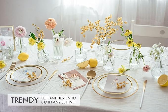 Glass Bud Vase Set of 32 - Clear Bud Vases in Bulk, Small Vases for Flowers, Cute Vases for Centerpieces, Mini Vintage Vase for Rustic Wedding Decorations, Home Table Flower Decor