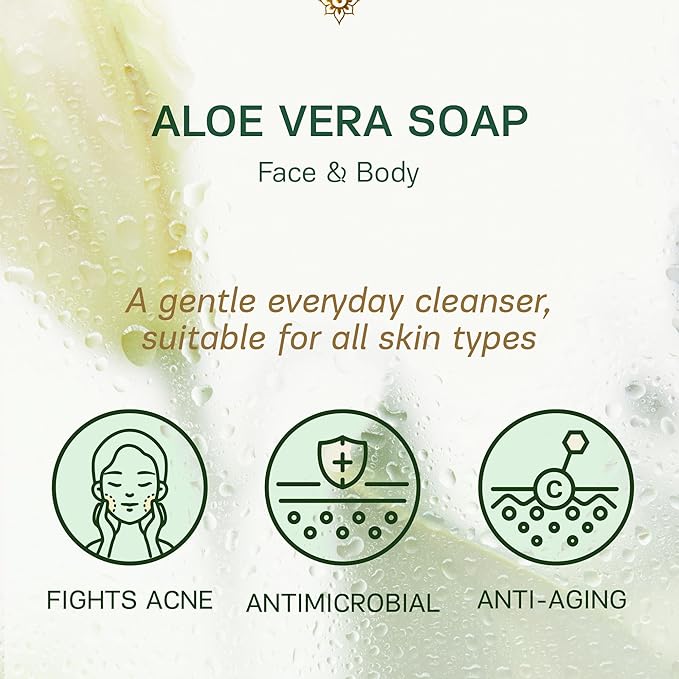 AUTHENTIC BATH & SOAP - Aloe Vera Soap Bar - Cold Processed, Natural, Soothing, Hydrating for Men & Women, Cruelty Free, Vegan, Handmade, Face & Body Wash for All Skin Types. (Pack of 2) 4.2 Oz Each