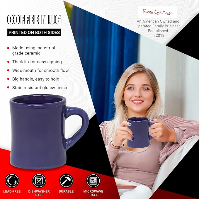 Funny Guy Mugs Classic Retro Diner Coffee Mug - Heavy Duty 10 Oz Stoneware Cup with Easy Grip Handle - Ideal for Hot and Cold Beverages (Purple, 10 Ounce)