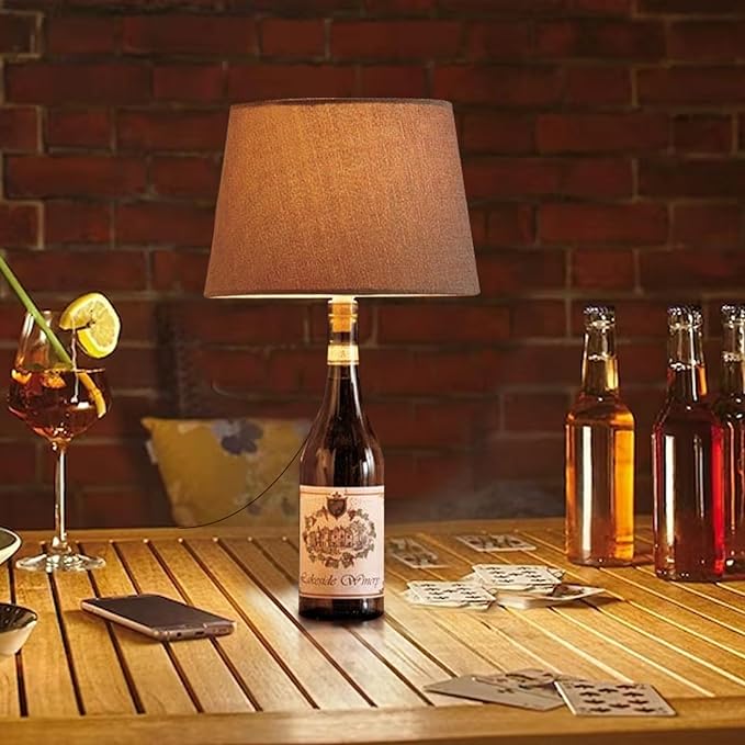 Bottle Lamp Kit with 9mm Glass Drill bit DIY Lamp Kit for Liquor Bottles with Slip on Socket and 8 Feet Power Cord,No Drilling Required