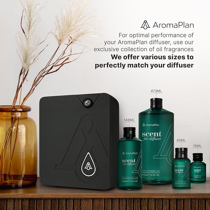 AromaPlan Smart Scent Air Machine for Home + 2 Fragrances– Smart Cold Air Technology, Hotel Collection Diffuser, Waterless Whole House Scent Diffuser with Top Picks Fragrance Kit, Black