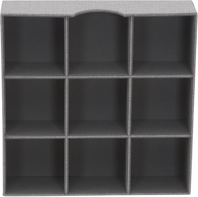 Household Essentials Grey 728-1 Deep 9 Section Drawer Organizer Box for Storage 12 in x 3.13