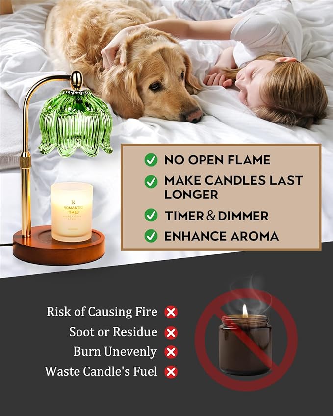 Candle Warmer Lamp with Timer Dimmable, Adjustable Height, Birthday Gifts for Women Mom, House Warming Gifts New Home Room Decor, Wax Warmer Lamp for Jar Candles with 2 Bulbs