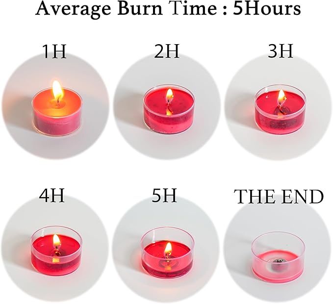 12 Unscented Natural Soy Tealight Candles in Clear Cups, 5H Long Clean Burning, Hand-Poured Red Mini Tea Candle Set for Parties, Spa, Meditation, Gift, Holiday, Emergency, Home Decor