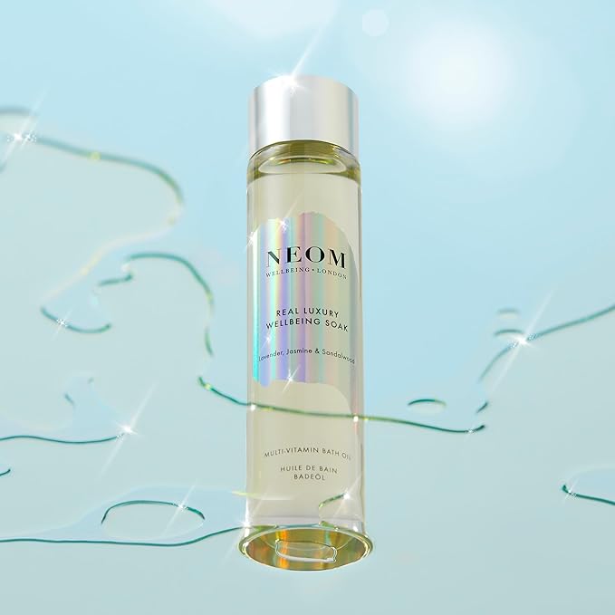 NEOM- Wellbeing Soak Bath Oil, 100ml (Real Luxury) | Lavender, Jasmine & Sandalwood | Rosehip, Coconut & Almond Oil