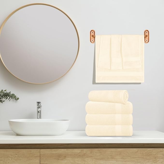 GLAMBURG Ultra Soft 6-Piece Hand Towel Set 16x28-100% Ringspun Cotton - Durable & Highly Absorbent Hand Towels - Ideal for use in Bathroom, Kitchen, Gym, Spa & General Cleaning - Ivory