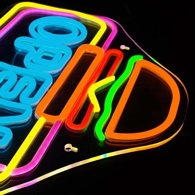 Lucunstar Hamburger Shop Open Neon Sign,Neon Sign for Wall Decor,USB Adjustable Brightness for Neon Lights for Hamburger Shop Led Business Sign Suitable for Fast Food shops Party Led Art Wall Hanging