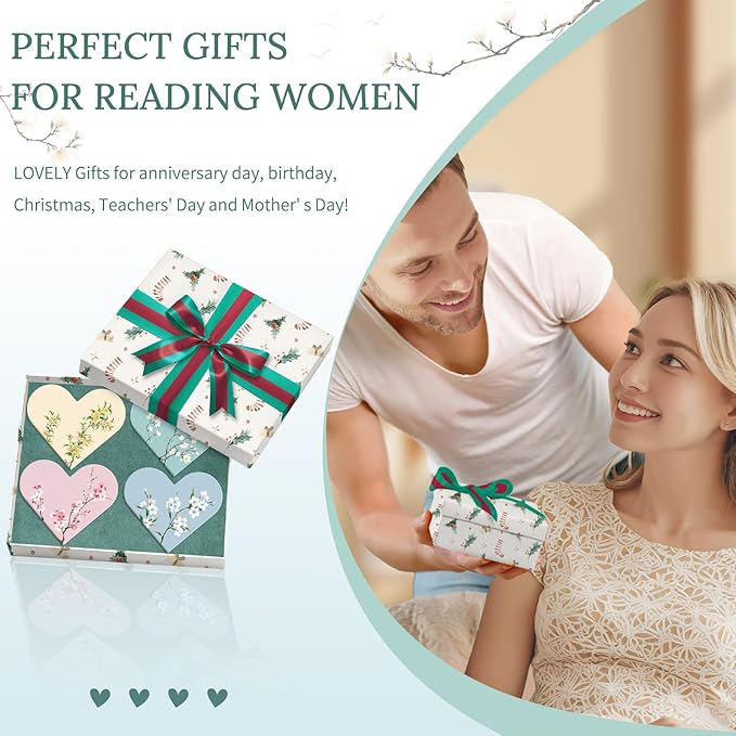 12 PCS Heart Magnetic Bookmarks for Reading Women, Assorted Magnet Corner Book Marks with Flower Patterns, Aesthetic Reading Gifts for Women, Teachers, Book Lovers, Girls (Floral Style)