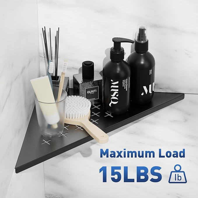 Shower Corner Shelf 10" Slot Design Shower Shelves for Tiled Wall, 304 Stainless Steel Recessed Organizer Corner Shelves for Bathroom Decor, Matte Black, 2 Pack (Cross)
