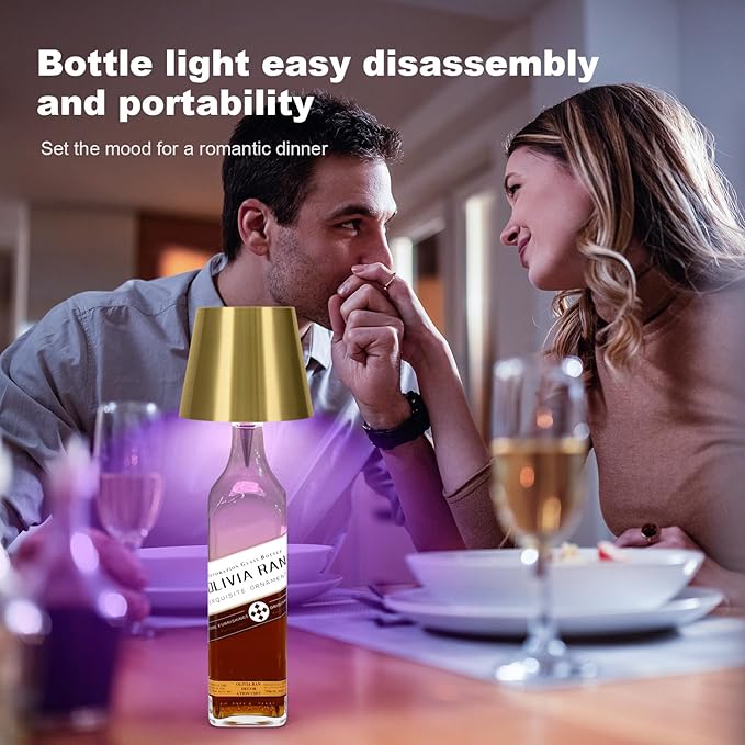 2025 New Wireless Bottle Lamp,RGB LED Bottle Light with Remote(RGB Gold Plating, 1pc)