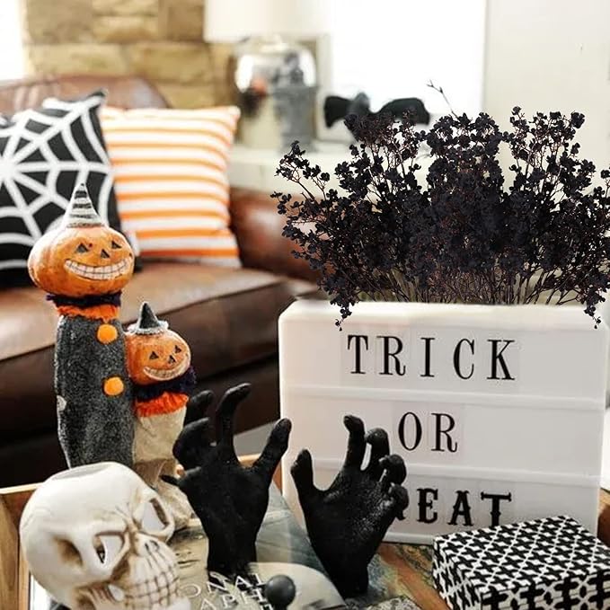AILANDA 6PCS Artificial Flowers Baby Breath Faux Flowers Black Fake Silk Gypsophila Flowers for Autumn Home Kitchen Wedding Table Centerpiece Halloween Thanksgiving Decorations