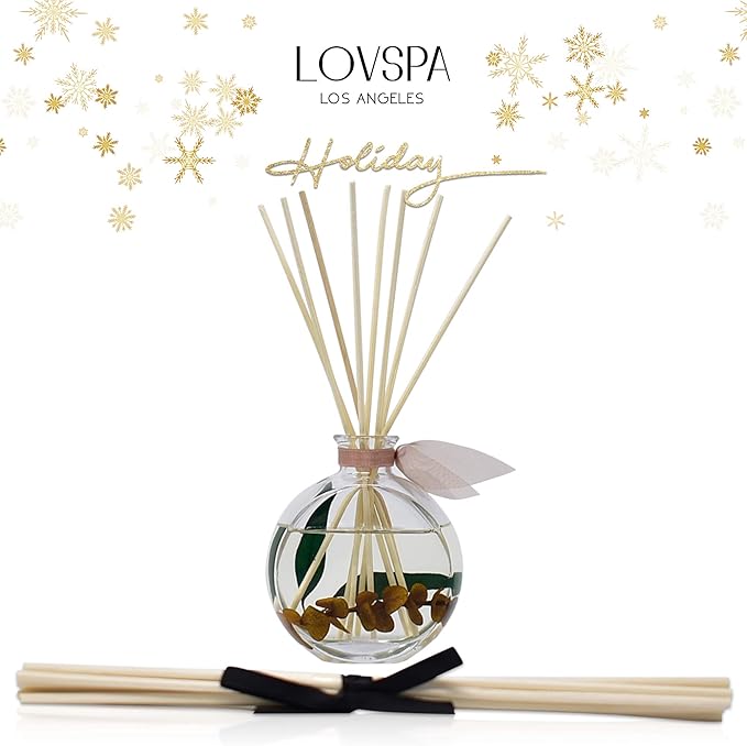 LOVSPA Winter Woods Reed Diffuser Set - Essential Oil Scent Diffuser for Home - Non-Toxic Oil Reed Diffuser - Made in The USA