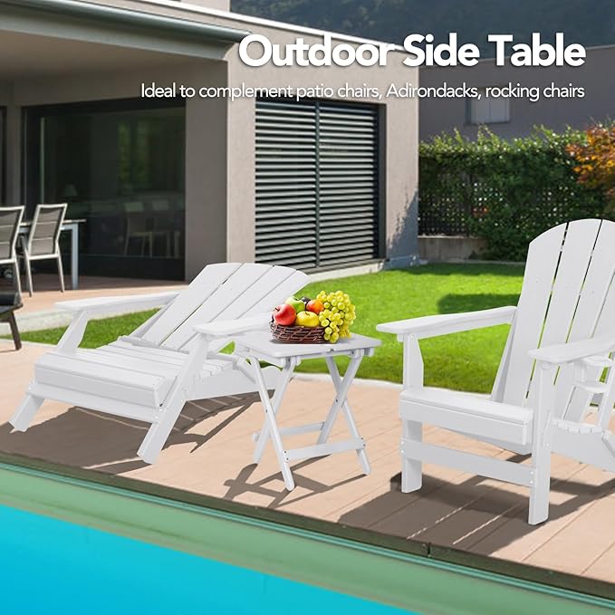 nalone Portable Folding Side Table, Outdoor Adirondack Side Table with X-Type Frame, HDPE Small Patio Table, Weather Resistant End Table for Camping, Balcony and Garden
