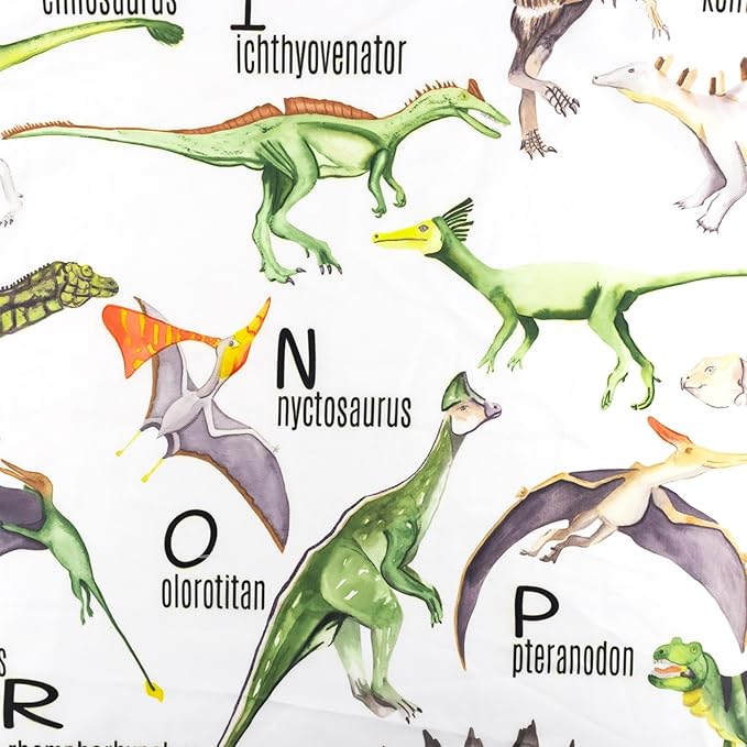 HVEST Dinosaur Tapestry Vertical Wall Hanging ABC English Alphabet and Wild Animal Tapestries Illustrative Reference Chart Tapestry for Kids Bedroom Living Room Teen Dorm Party,70.9x92.5 Inches