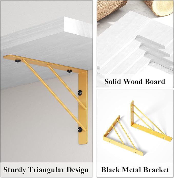 Love-KANKEI Corner Shelf Wall Mounted,Floating Wall Shelves for Storage,Rustic Wood Hanging Shelves for Display,Bedroom Bathroom Living Room Kitchen,Set of 4,White