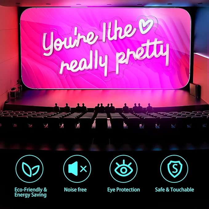 KHK You’re Like Really Pretty Neon Sign Led Neon Lights Pink Neon Sign for Bedroom Led Sign USB Powered Neon Signs for Wall Decor Dimmable for Christmas Thanksgiving Birthday Party Girls Gifts